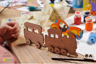 3D Coloring Model Wooden Puzzle «Locomotive»